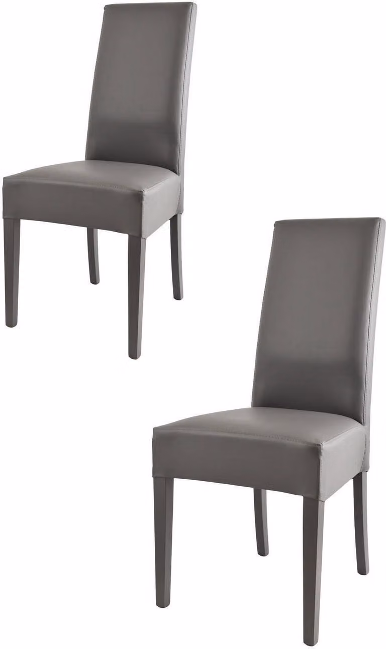 t m c s Tommychairs - Set di 2 sedie moderne LUISA per cucina e sala da pranzo, struttura robusta in legno di faggio laccato colore grigio scuro, imbottita e rivestita in Pelle finta grigio scuro
