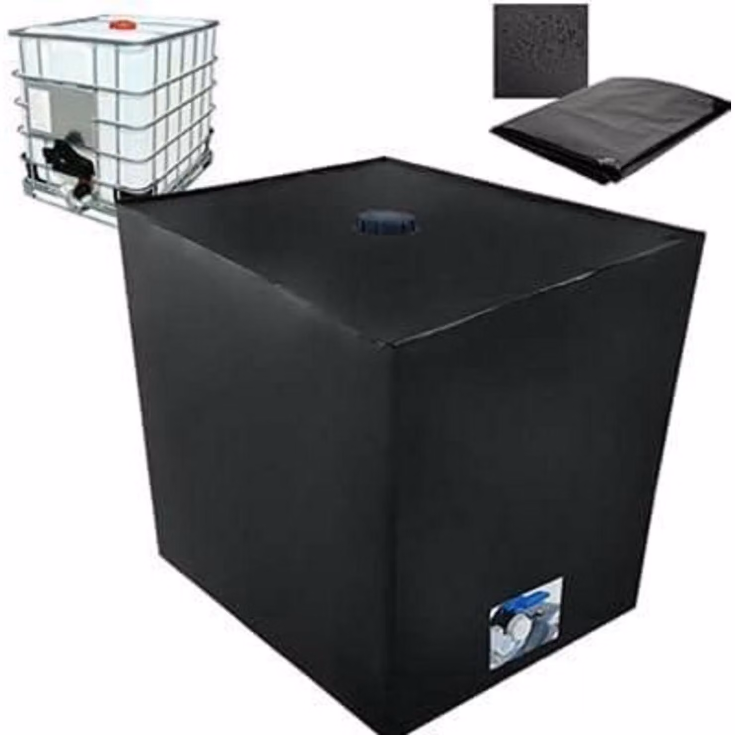 Copertura per serbatoio IBC da 1000 litri, bidone di raccolta dell'acqua, serbatoio, telo protettivo anti-UV, colore nero, dimensioni 120x100x116 cm