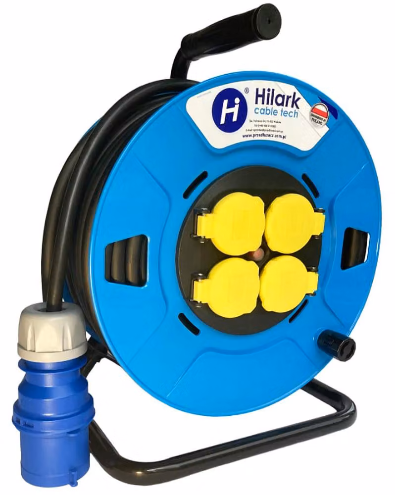 Cavo di prolunga in gomma CEE H07RN-F, sezione 3x1,5 mm², avvolto su tamburo, lunghezza 20 metri