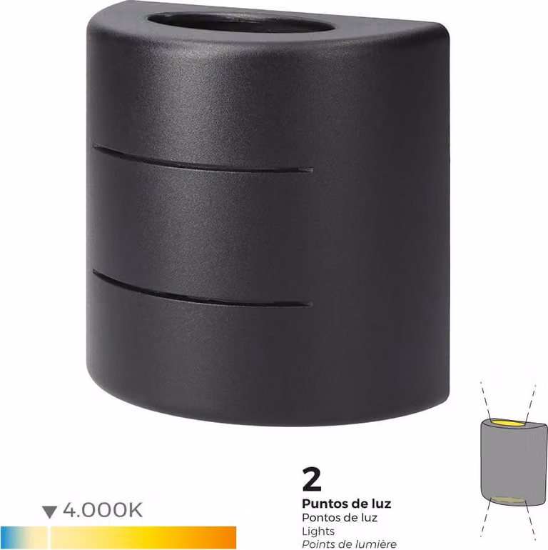 Lampada da parete a led 6w 60lm 4000k luce diurna ip65 12x12x6cm ovale con striscia edm