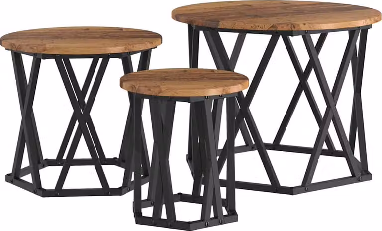 Tavolo Laterale Nesting 3 pcs Legno vecchio