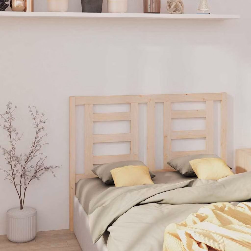 Testiera per letto moderna vidaXL in legno massello di pino non trattato, L 156 cm x H 100 cm x P 4 cm