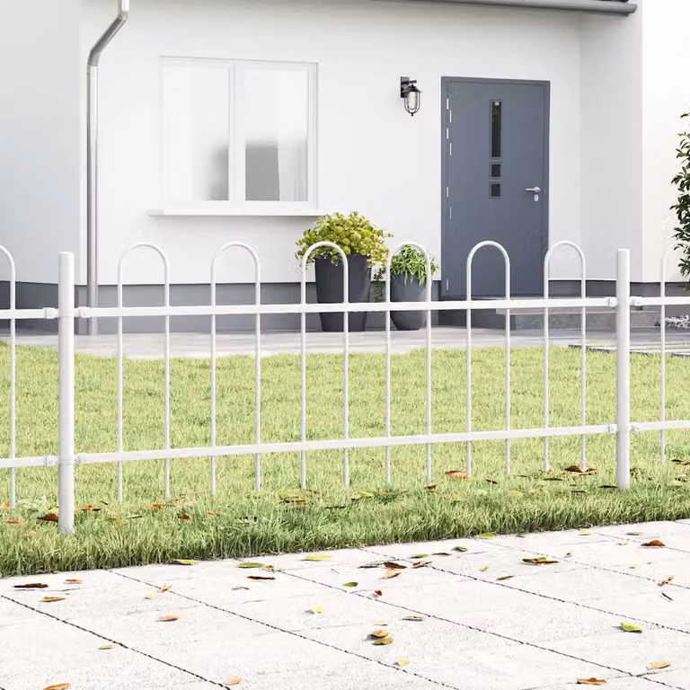 Set di 3 recinzioni per giardino vidaXL BOXTEL in acciaio verniciato a polvere, colore bianco, L: 510 cm, H: 60 cm
