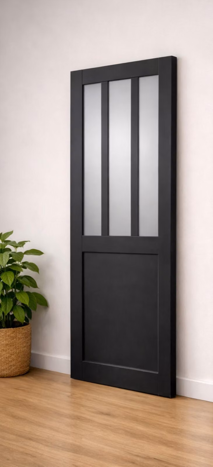 Porta scorrevole da laboratorio nera con vetro depoli H204 x L93 cm GD MENUISERIES