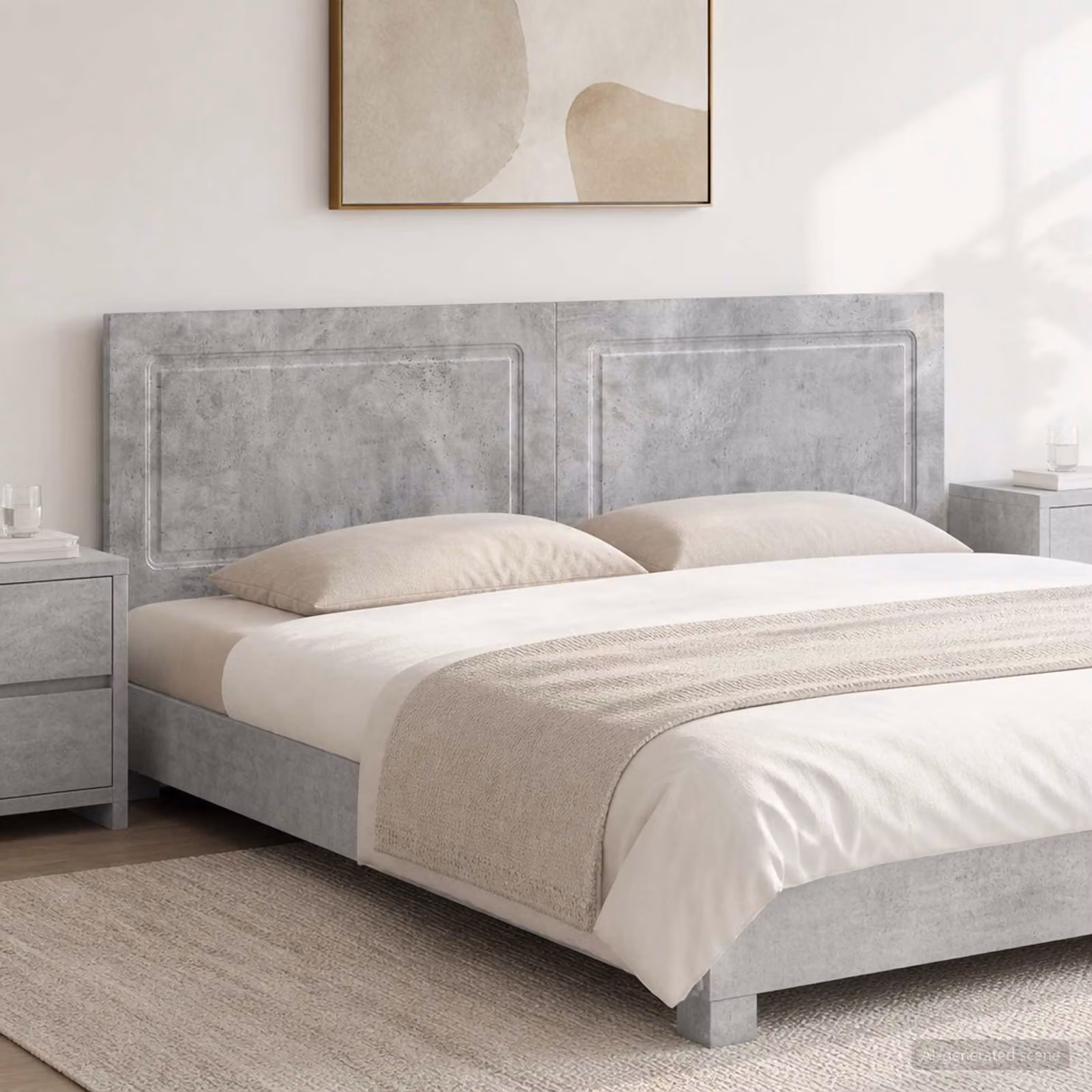 Testiera da muro vidaXL UTRECHT in tessuto grigio con pannelli imbottiti e legno ingegnerizzato, L: 180.5 cm, H: 50.0 cm, P: 3.0 cm
