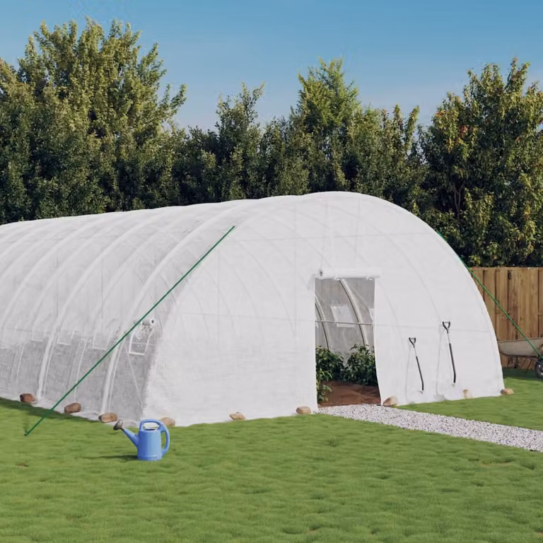 Serra con telaio in acciaio galvanizzato bianco vidaXL, superficie 132 m², L: 22 m, P: 6 m, H: 2,85 m
