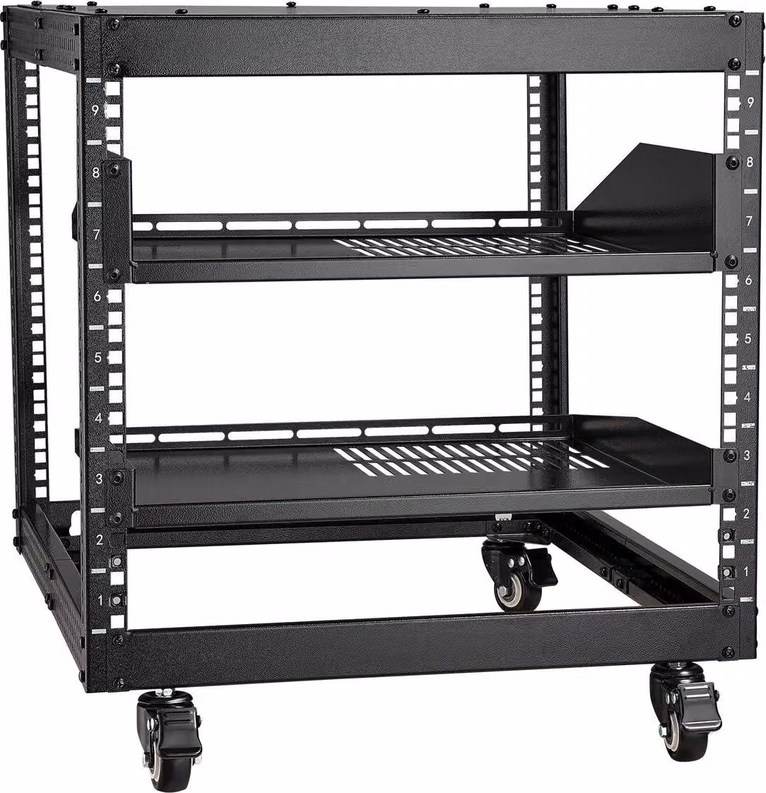 Rack server a telaio aperto a 4 montanti 9U, alloggiamento di rete regolabile da 23'' a 40''