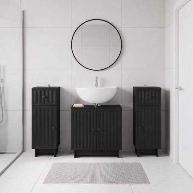 Set di armadietti da bagno in 3 pezzi EDE Nero 3417982