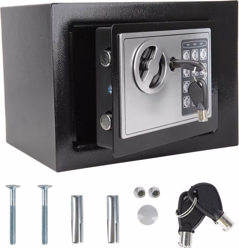 Cassaforte di sicurezza - Capacità 8,5 l - Tastiera elettronica - 2 chiavi di emergenza - Per uso domestico e alberghiero - Apertura di emergenza con chiave