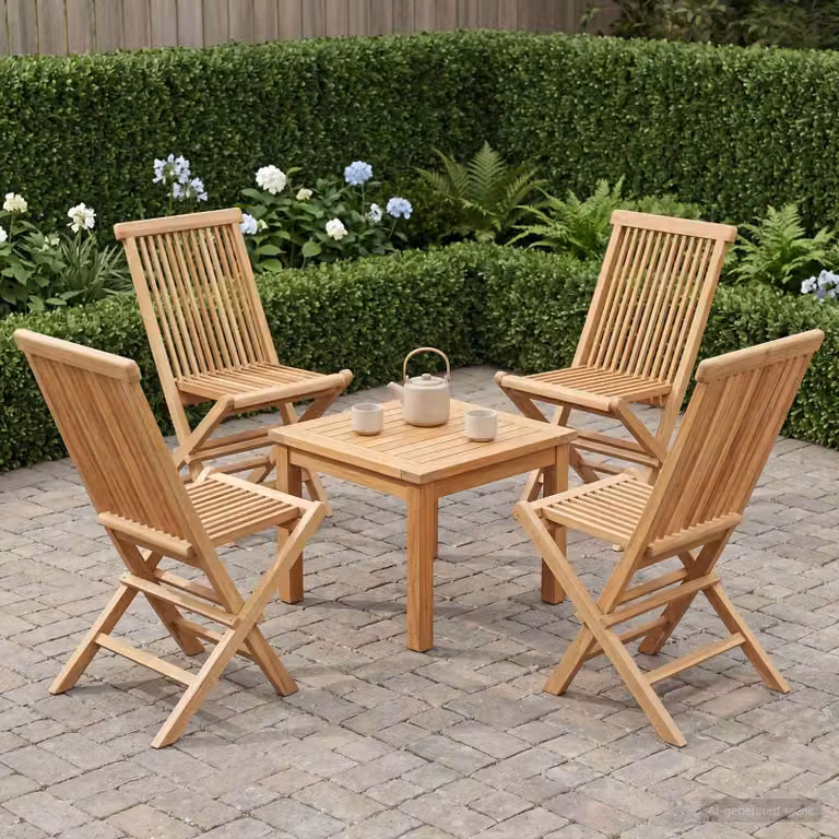 Set di 4 sedie da giardino pieghevoli vidaXL in legno di teak naturale marrone