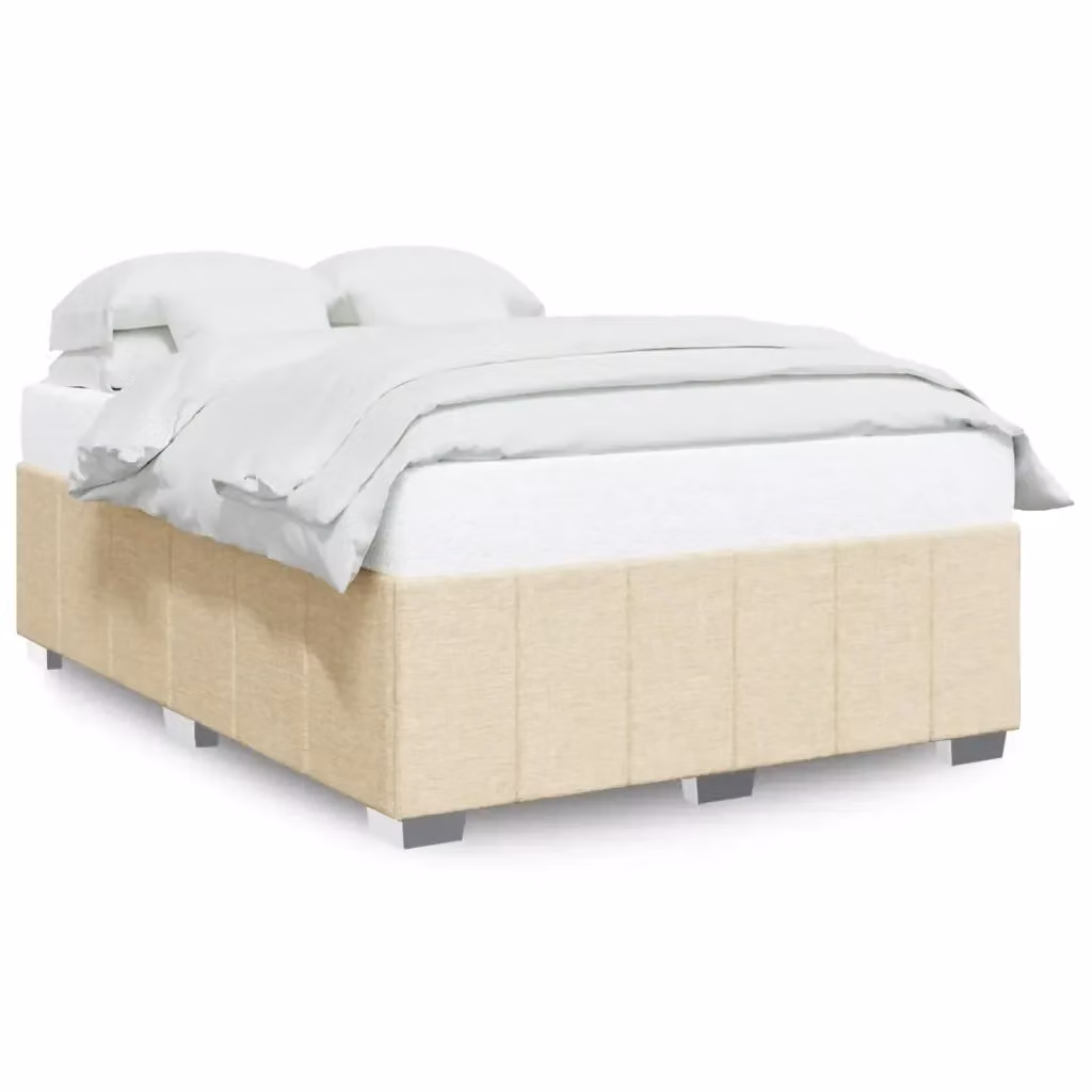 Giroletto vidaXL in tessuto beige con doghe in legno, L 140 x P 190 cm – 2