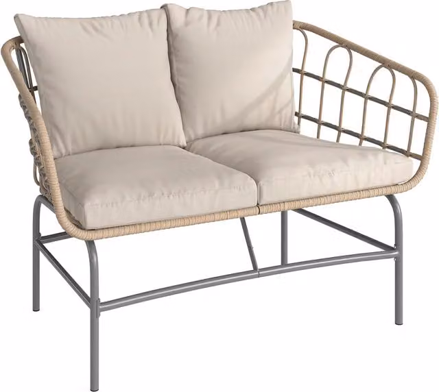 Divano da Giardino 2 Posti in Resina Intrecciata ¨C Zephmum ¨C 120x67x79 cm Marrone