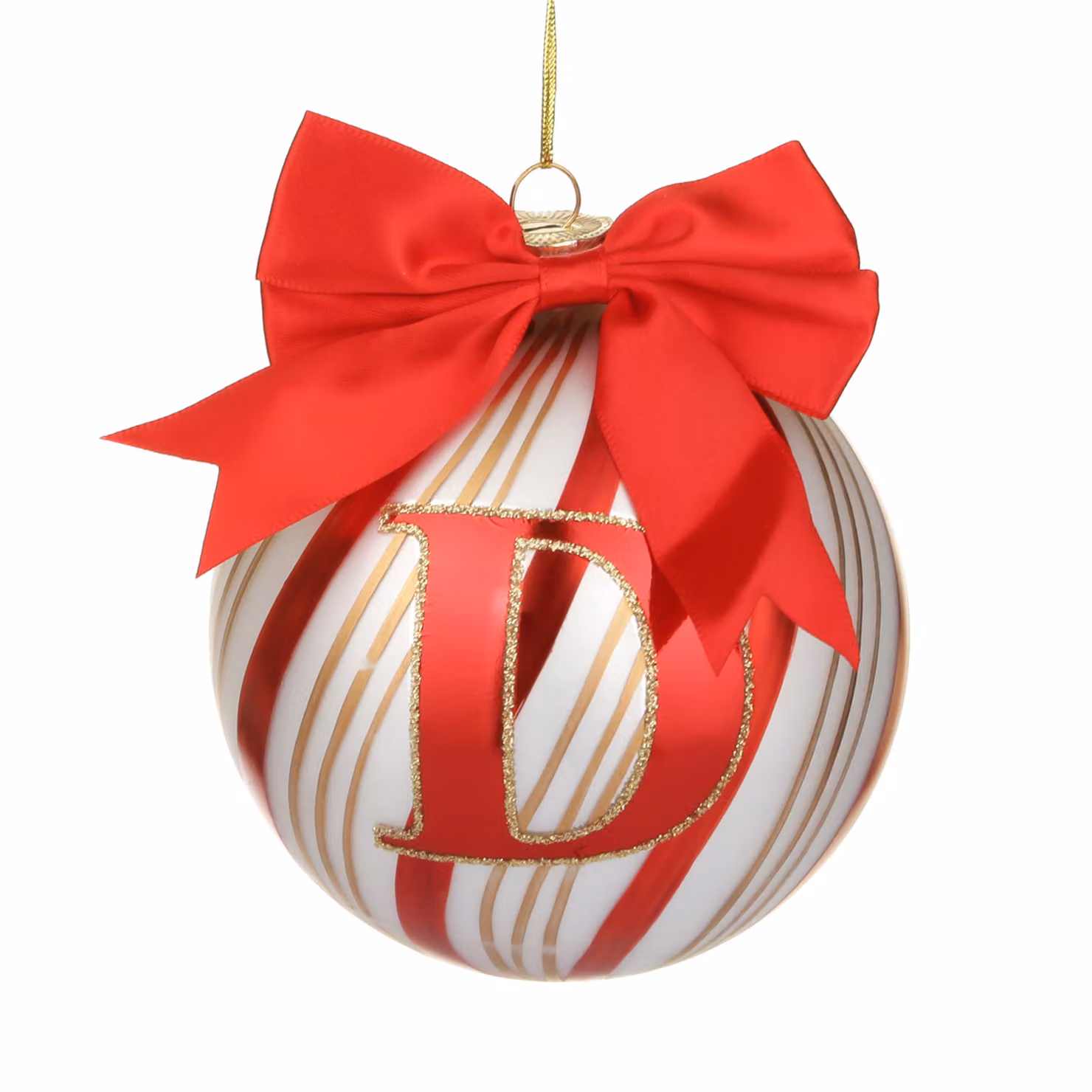 Pallina di Natale Circus KASANOVA rossa con lettera D in vetro, Diametro: 10 cm – 2