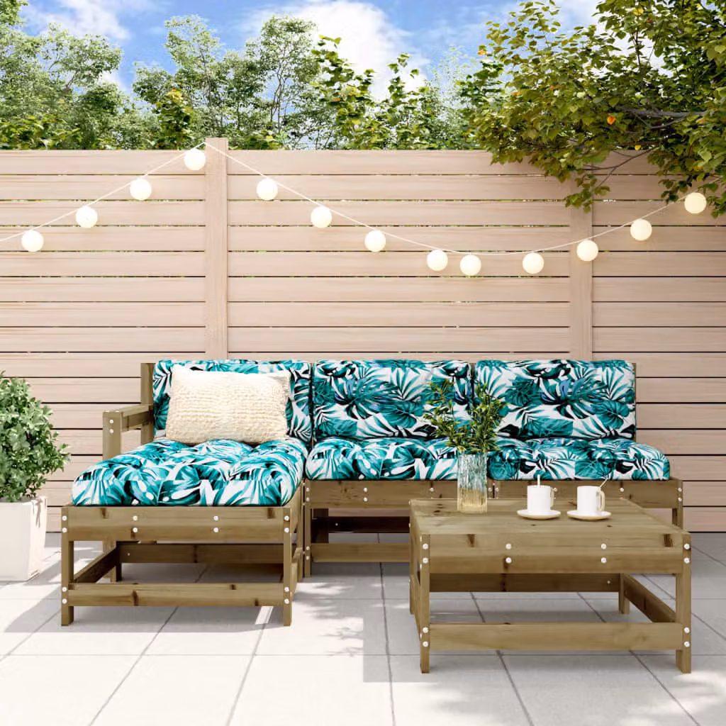 Maison Exclusive - Set da giardino da 5 pezzi con cuscini, in legno di pino trattato
