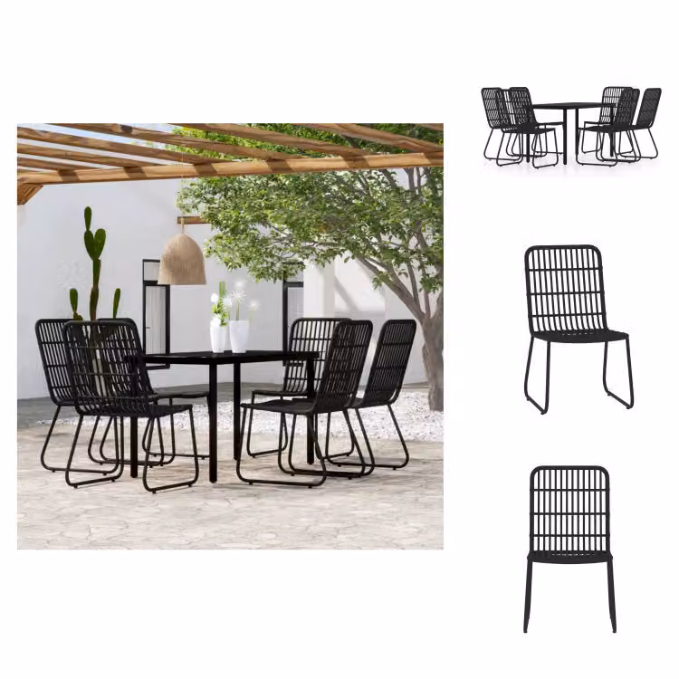 vidaXL set da pranzo da giardino 7 pezzi nero - Set di mobili da giardino
