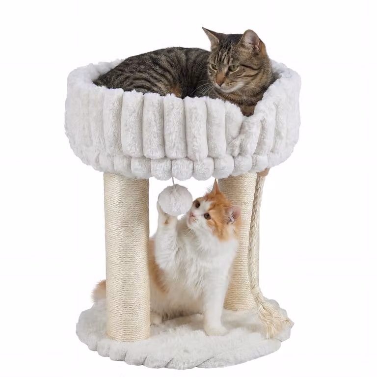 COSTWAY Katzenbaum in peluche, con tiragraffi, piattaforma per riposare, pali in sisal, pallina e corda, torre per arrampicata per gatti. Tiragraffi compatto per gatti, dimensioni 40x40x50,5 cm