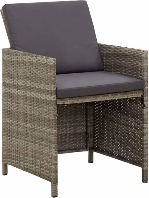 Set di 4 sedie da giardino moderne vidaXL in polyrattan grigio con cuscini in tessuto resistente ai raggi UV – 1