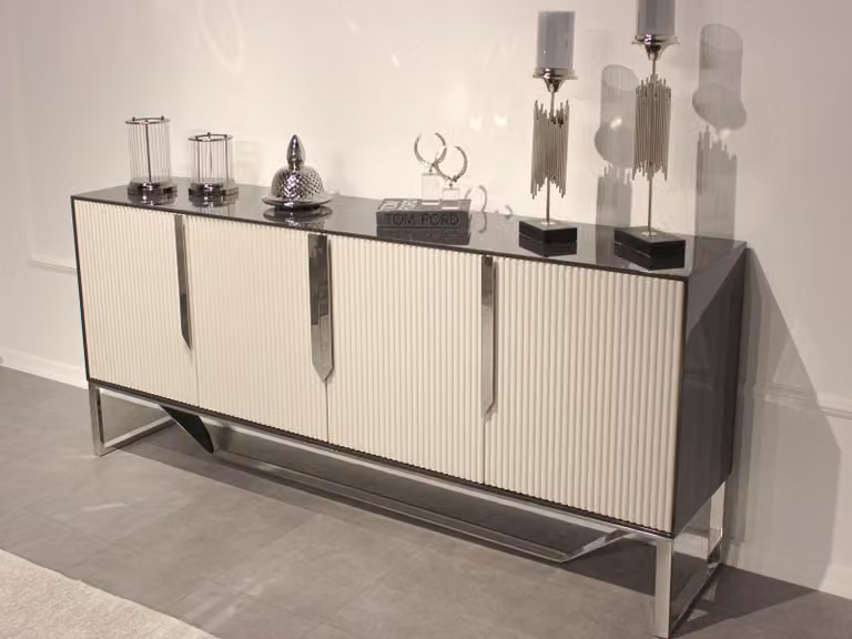 Moderne Weiße Wohnzimmer Kommode Elegantes Metallgestell Möbel