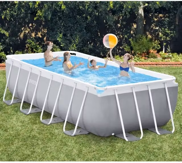 Piscina rettangolare Intex Prism Frame con struttura in acciaio, colore blu, L: 488 cm, P: 244 cm, H: 107 cm