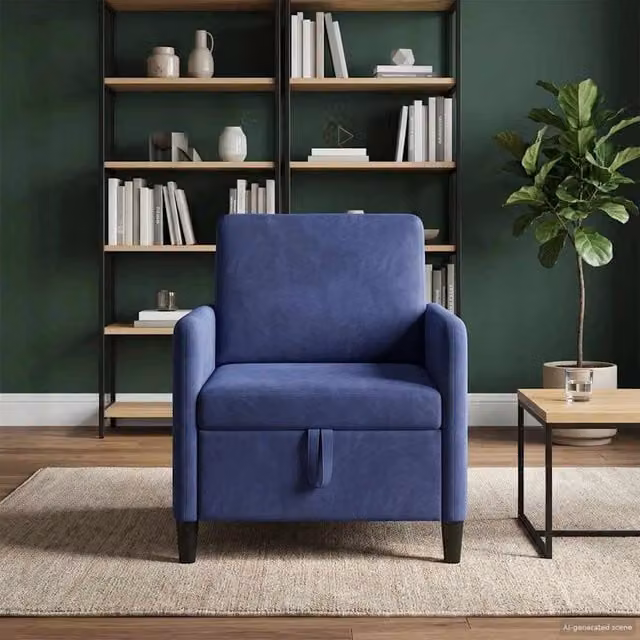 Divano moderno con contenitore vidaXL in tessuto blu con braccioli L/P/H: 72 x 78 x 87 cm – 1