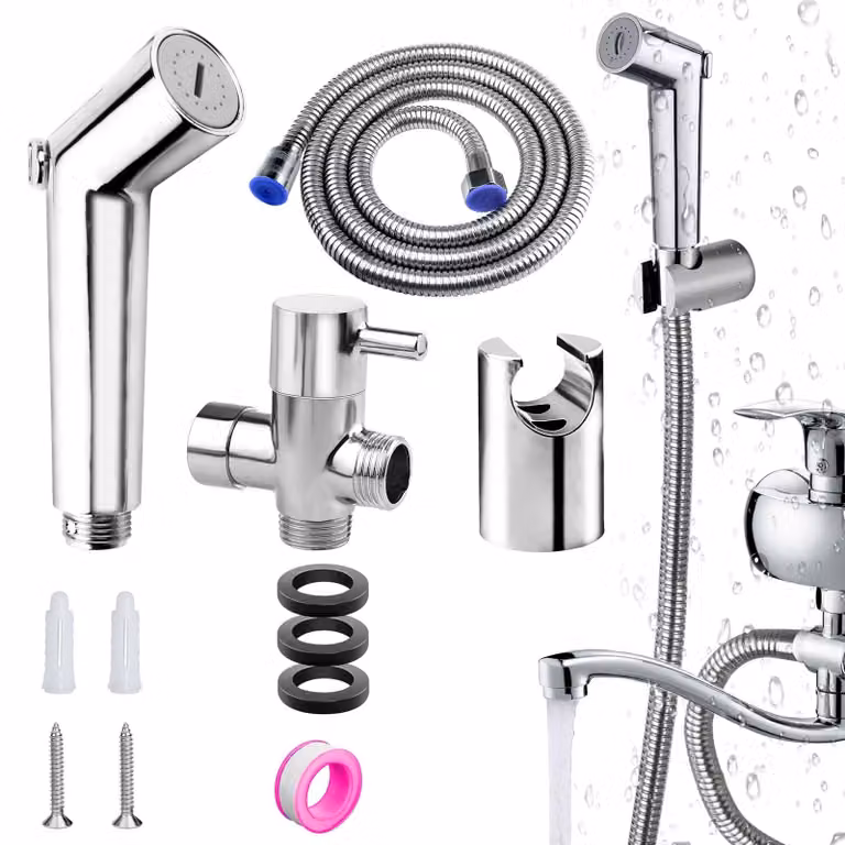 Solidchoice - Set di doccetta e flessibile per bidet con ugello argentato