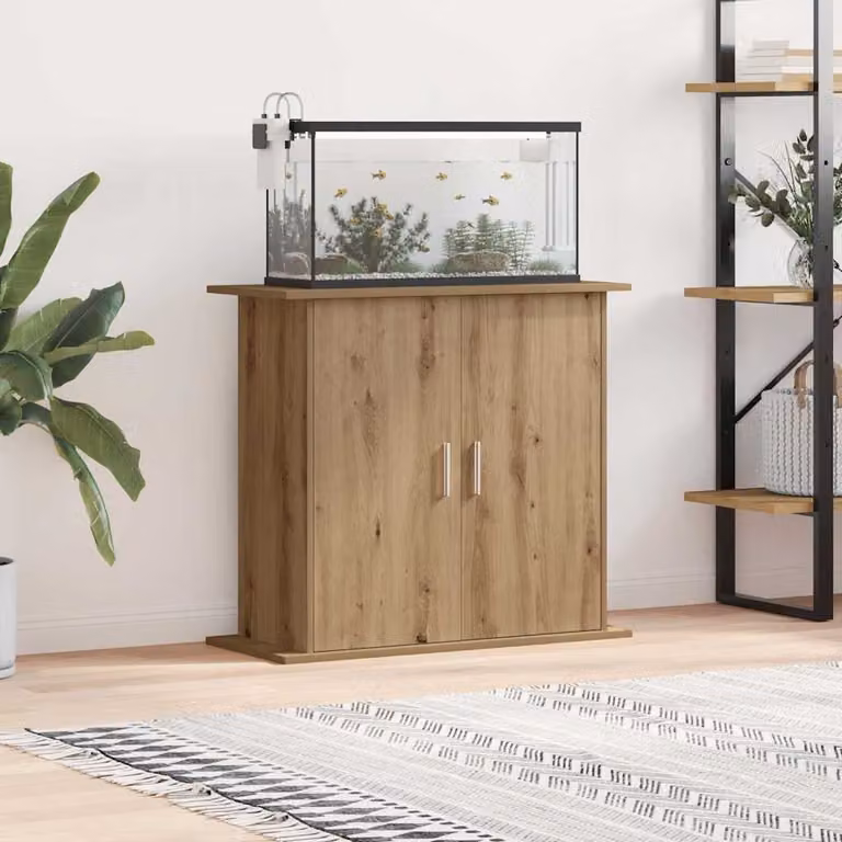 vidaXL Supporto per acquario in legno ingegnerizzato rovere, marrone opaco, L 81 cm x P 36 cm x H 73 cm