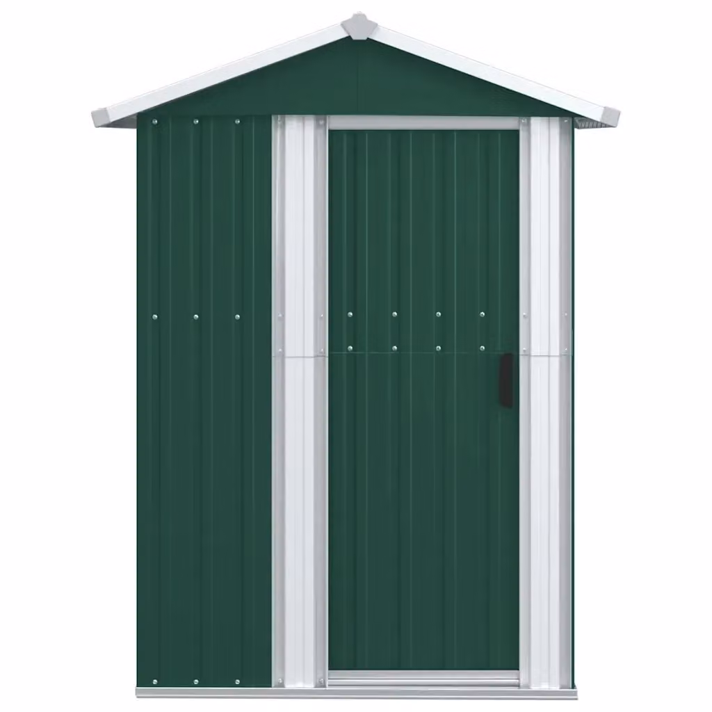 Capanno da Giardino Verde in Acciaio Zincato con Tetto a Capanna e Porta Scorrevolte L: 126 cm, P: 97,5 cm, H: 177 cm – 2