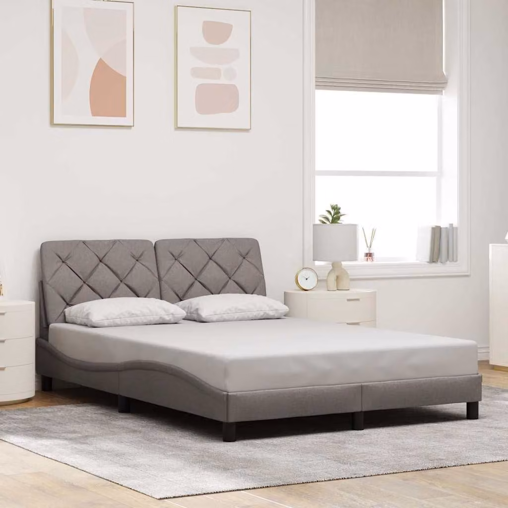 vidaXL Giroletto senza Materasso Moderno in Tessuto Tortora L/P/H: 120 x 200 cm – 1