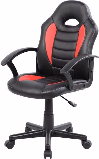 Sedia da gaming Miranda, Poltrona da gaming ragazzo, Sedia da scrivania, 56x55h89/100 cm, Nero e Rosso