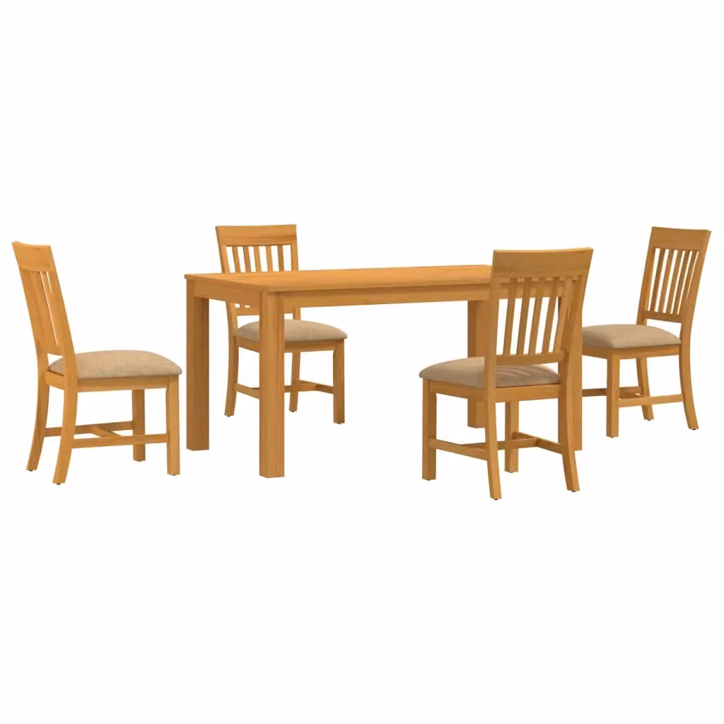 Set da pranzo moderno vidaXL in legno di quercia beige composto da tavolo rettangolare e 4 sedie – 2