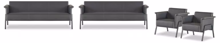 Graue Arbeitszimmer Möbel Designer 3-Sitzer 2x Luxus Stilvolle Sessel
