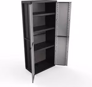Armadio da giardino Terry con 2 ante e ripiani interni Jline 268, Grigio, L: 68 cm, P: 38 cm, H: 164 cm
