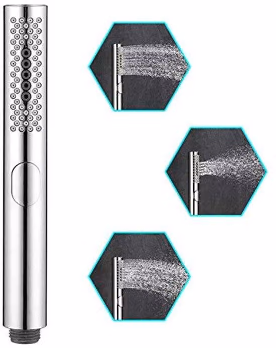 Soffione doccia ad alta pressione per bagno, soffione a 3 funzioni con doccetta rotonda, ugello di pulizia non abrasivo, involucro in ABS cromato