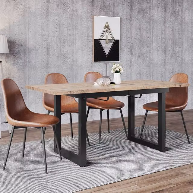 Tavolo da pranzo allungabile da 140 a 180 cm in MDF e acciaio effetto rovere e nero