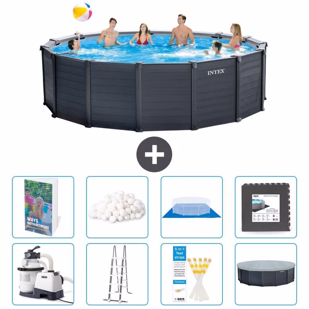 Pannello per piscina in grafite, modello Rund - 478x124 cm - composto da 7 elementi, codice S553