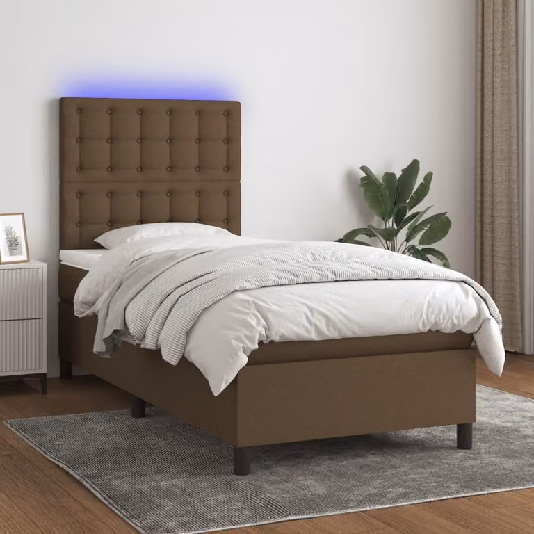 Maison Exclusive - Letto a Molle Materasso e LED Marrone Scuro 100x200 cm Tessuto