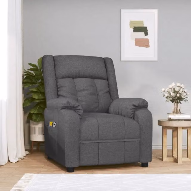 Poltrona relax elettrica vidaXL in tessuto grigio con braccioli e imbottitura in schiuma – 1