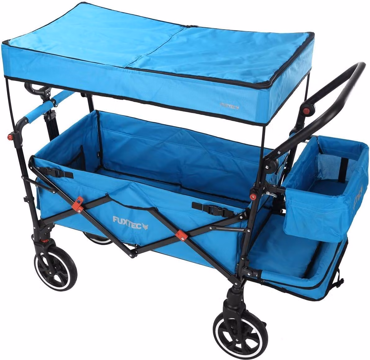 Fuxtec carrello pieghevole premium per il trasporto dei bambini con tettuccio CT850 BLU Türkis