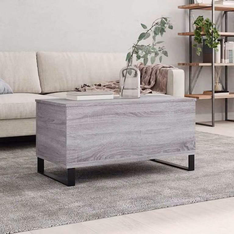 vidaXL Tavolino da Salotto Moderno Grigio con Meccanismo Sollevabile in Legno e Metallo L: 90 cm, P: 44,5 cm, H: 45 cm