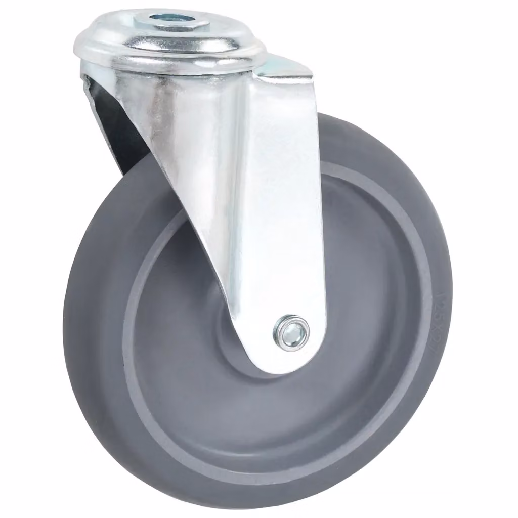 Set di 16 ruote girevoli vidaXL con foro per bullone in acciaio galvanizzato e gomma, colore grigio, diametro 125 mm – 2