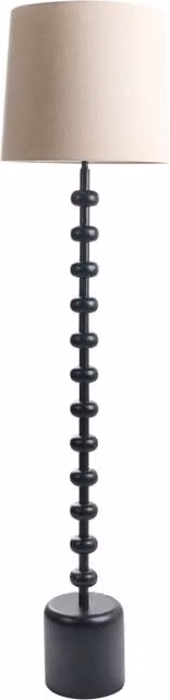 Lampada da terra BELIANI con supporto in metallo nero e paralume in tessuto beige stile classico