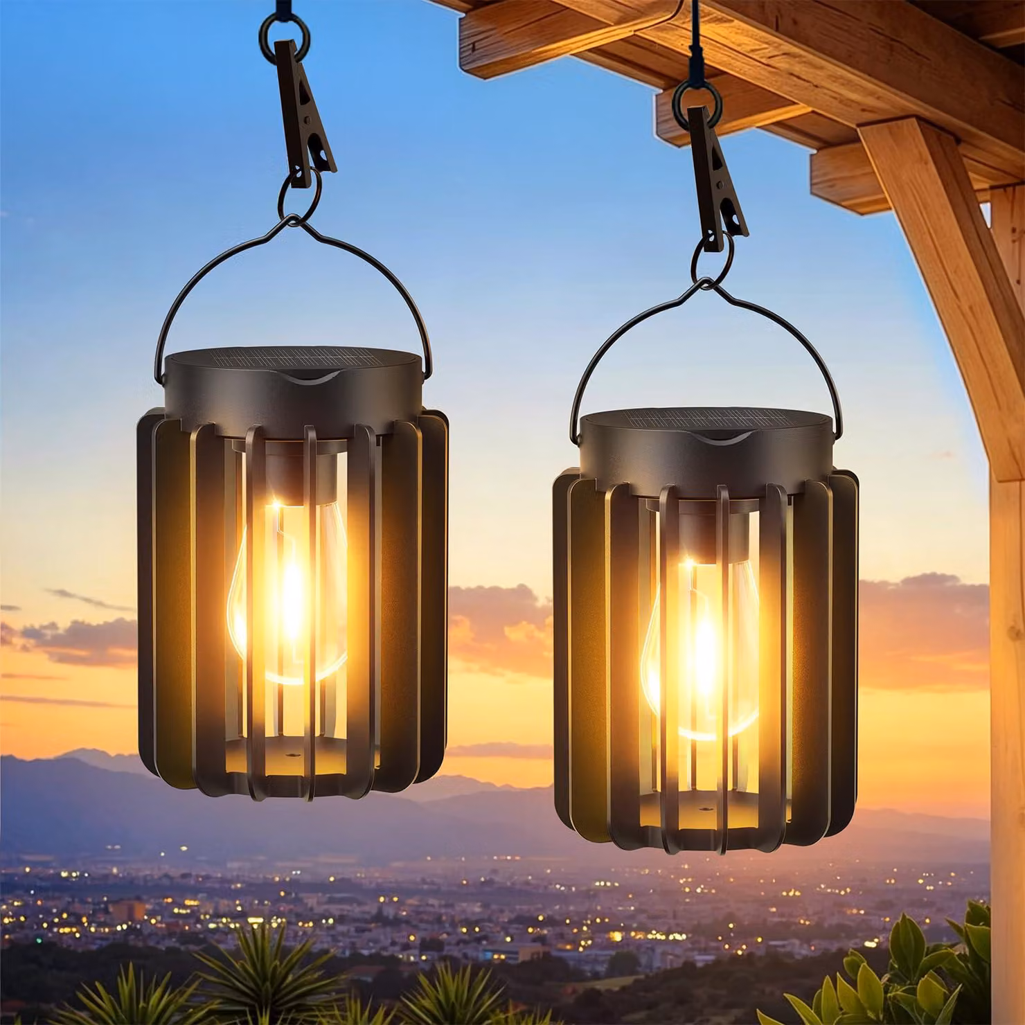 Lampade solari da esterno, da appendere, confezione da 2, tecnologia LED, luce bianco caldo