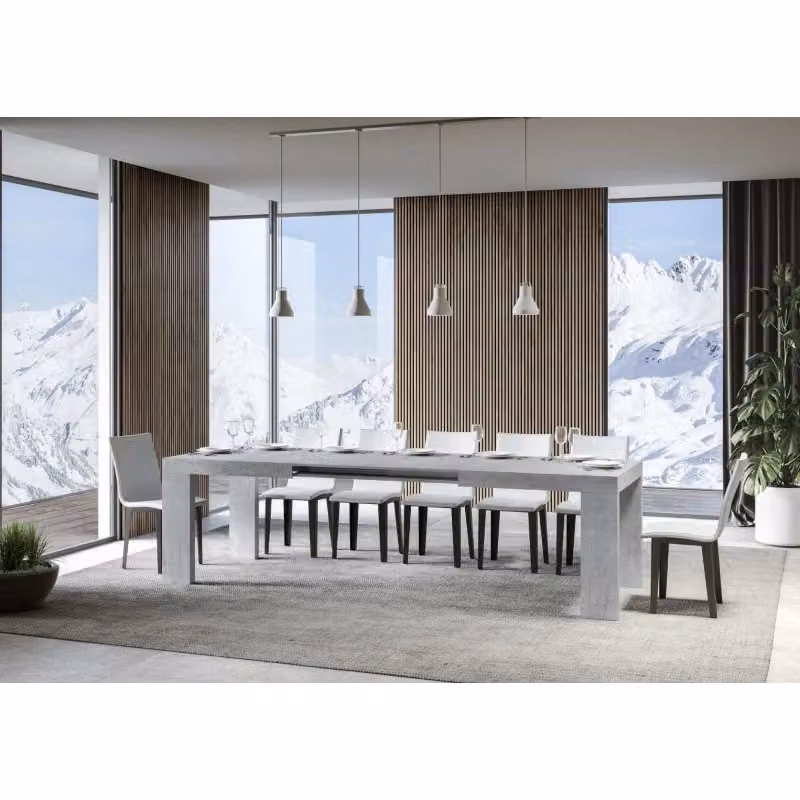 Tavolo allungabile rettangolare ITAMOBY in finitura cemento grigio con piano in materiale composito – 2