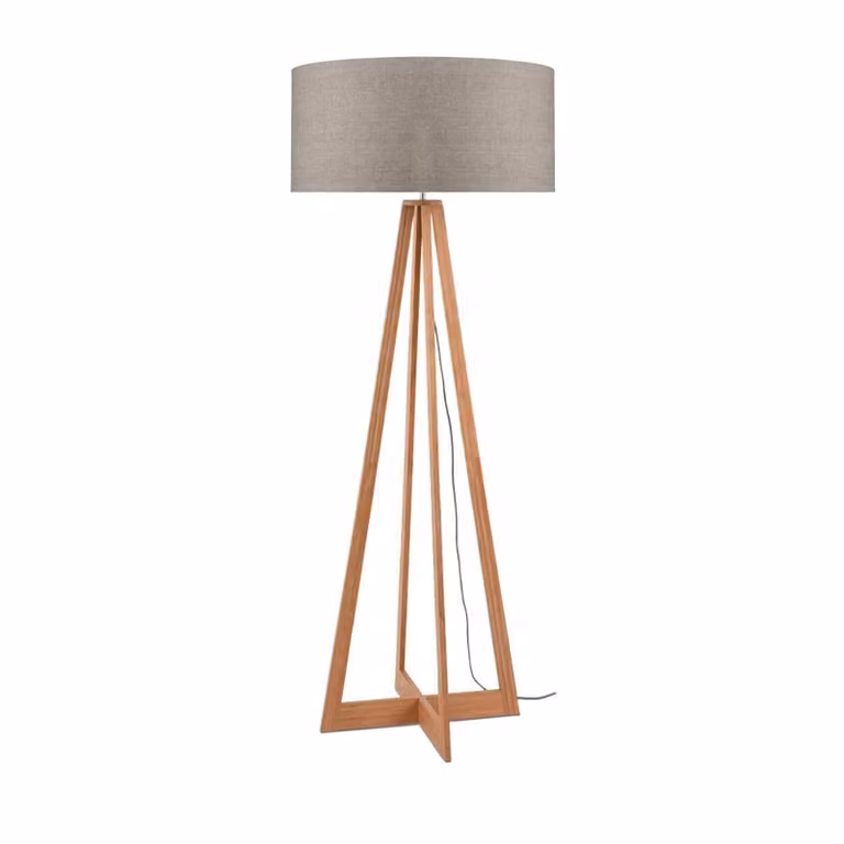 GOOD&MOJO - Lampada da terra Everest - Taupe/Bamboo - Ø60cm per soggiorno, camera da letto