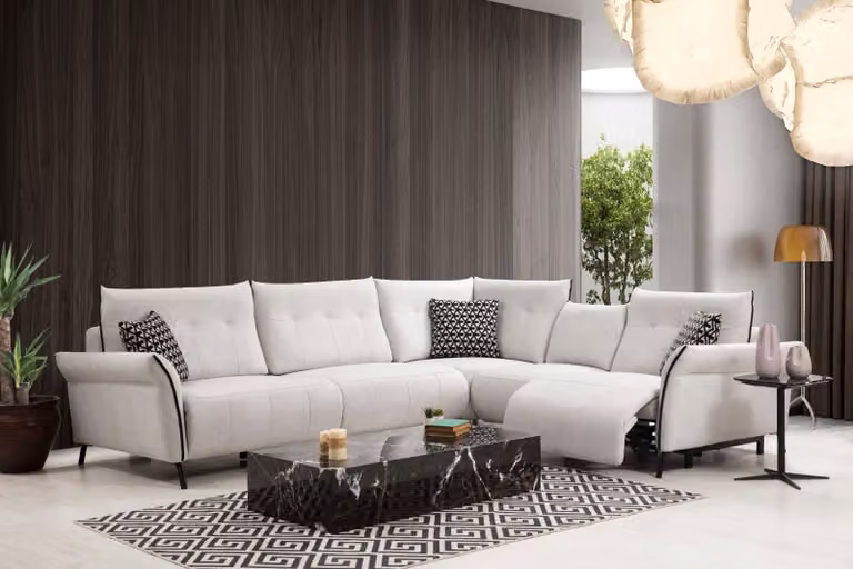 Ecksofa Wohnzimmer Sofa Couch Polster Textil Möbel Modern Designer