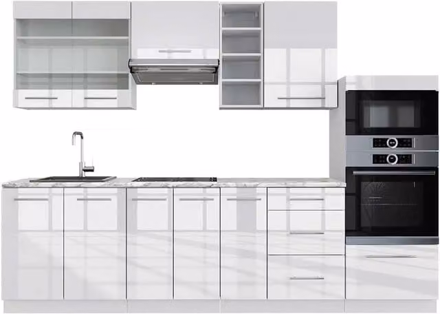 Cucina componibile moderna Fame-Line Vicco Bianco lucido, L: 280 cm