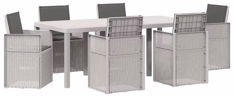 Set da Pranzo per Giardino 7 pcs Bianco e Antracite PP