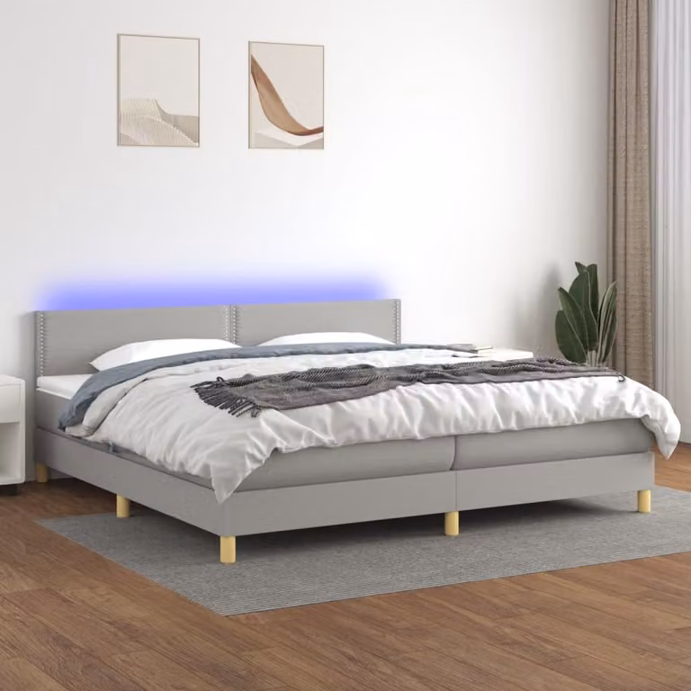 Maison Exclusive - Letto a Molle Materasso e LED Grigio Chiaro 200x200 cm Tessuto