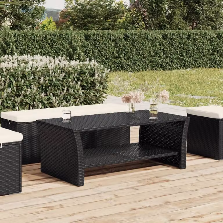 Maison Exclusive - Tavolino nero 100 x 50 x 40 cm in polyrattan