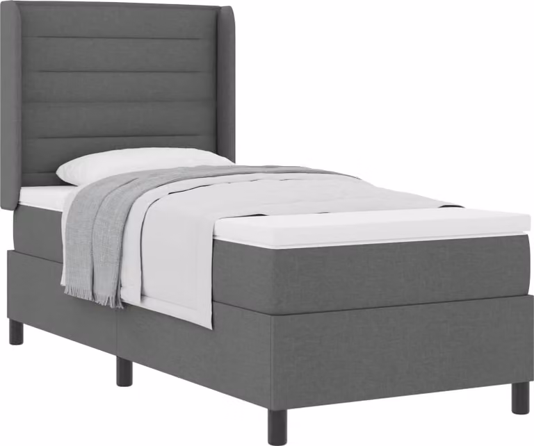 Letto a molle con materasso Grigio scuro 200 x 80 cm Tessuto